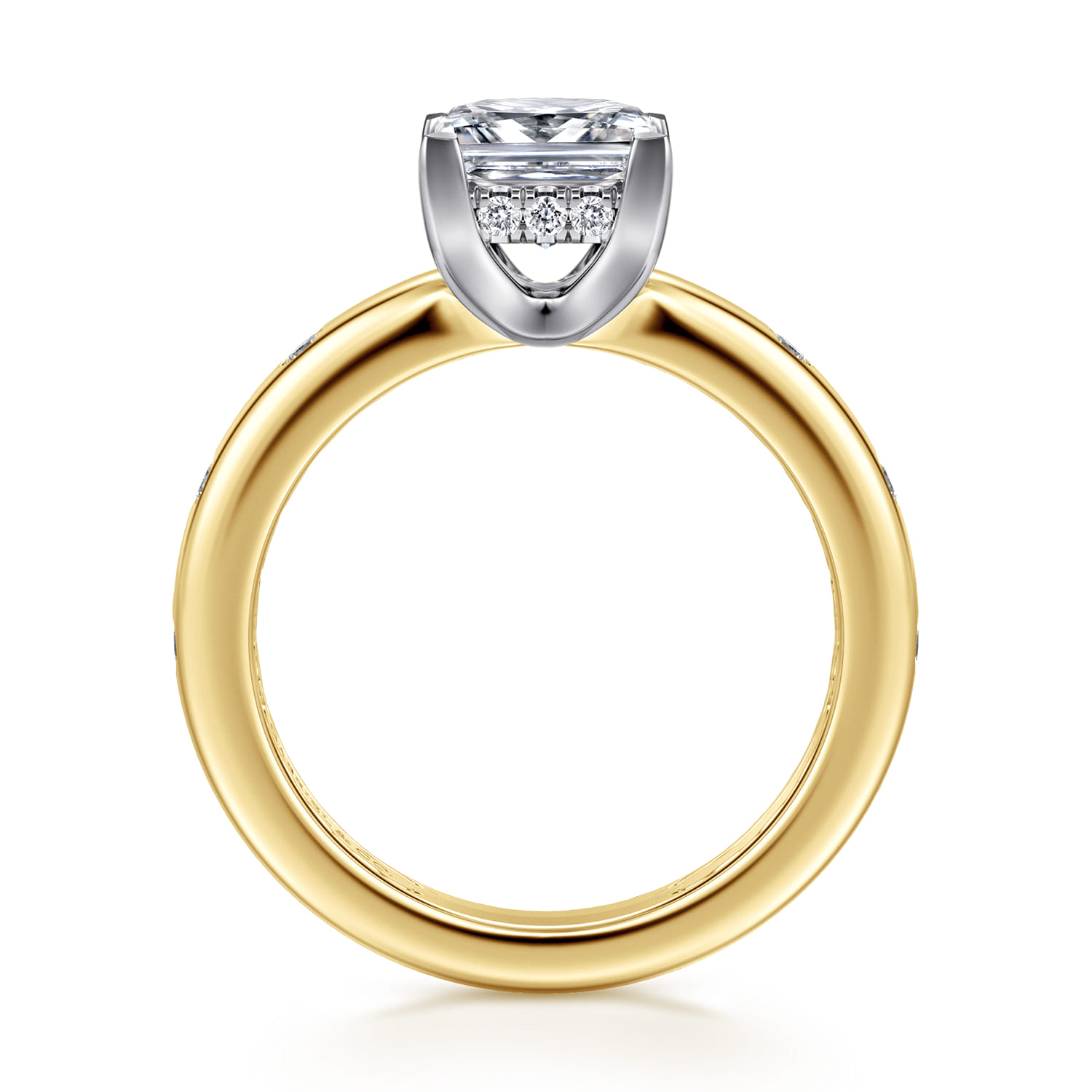 Cabata - 14K White-Yellow Gold Princess Cut Diamond Engagement Ring - 0.2 ct - Shot 2