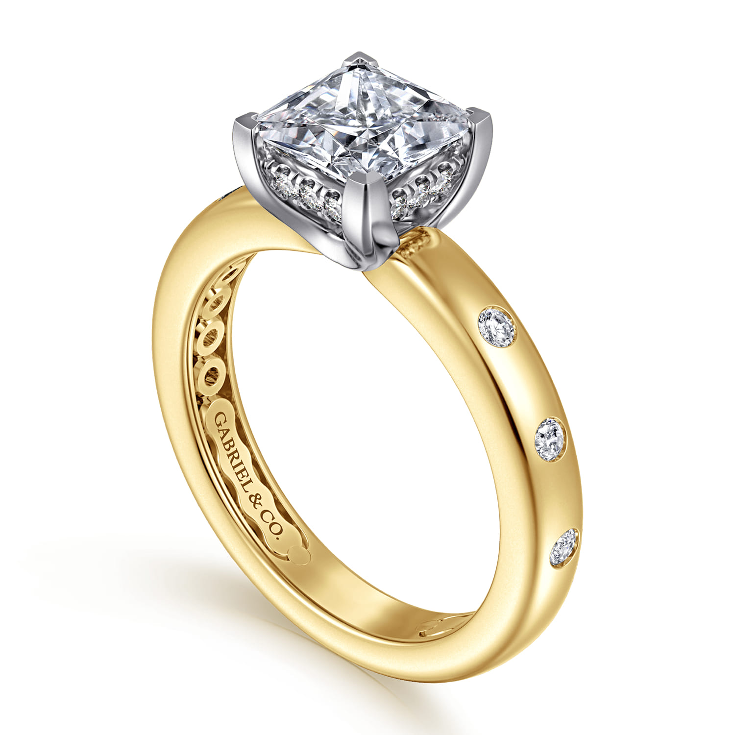 Cabata - 14K White-Yellow Gold Princess Cut Diamond Engagement Ring - 0.2 ct - Shot 3