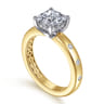 Cabata - 14K White-Yellow Gold Princess Cut Diamond Engagement Ring - 0.2 ct