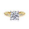 Quinn - 14K White-Yellow Gold Round Diamond Channel Set Engagement Ring - 0.1 ct