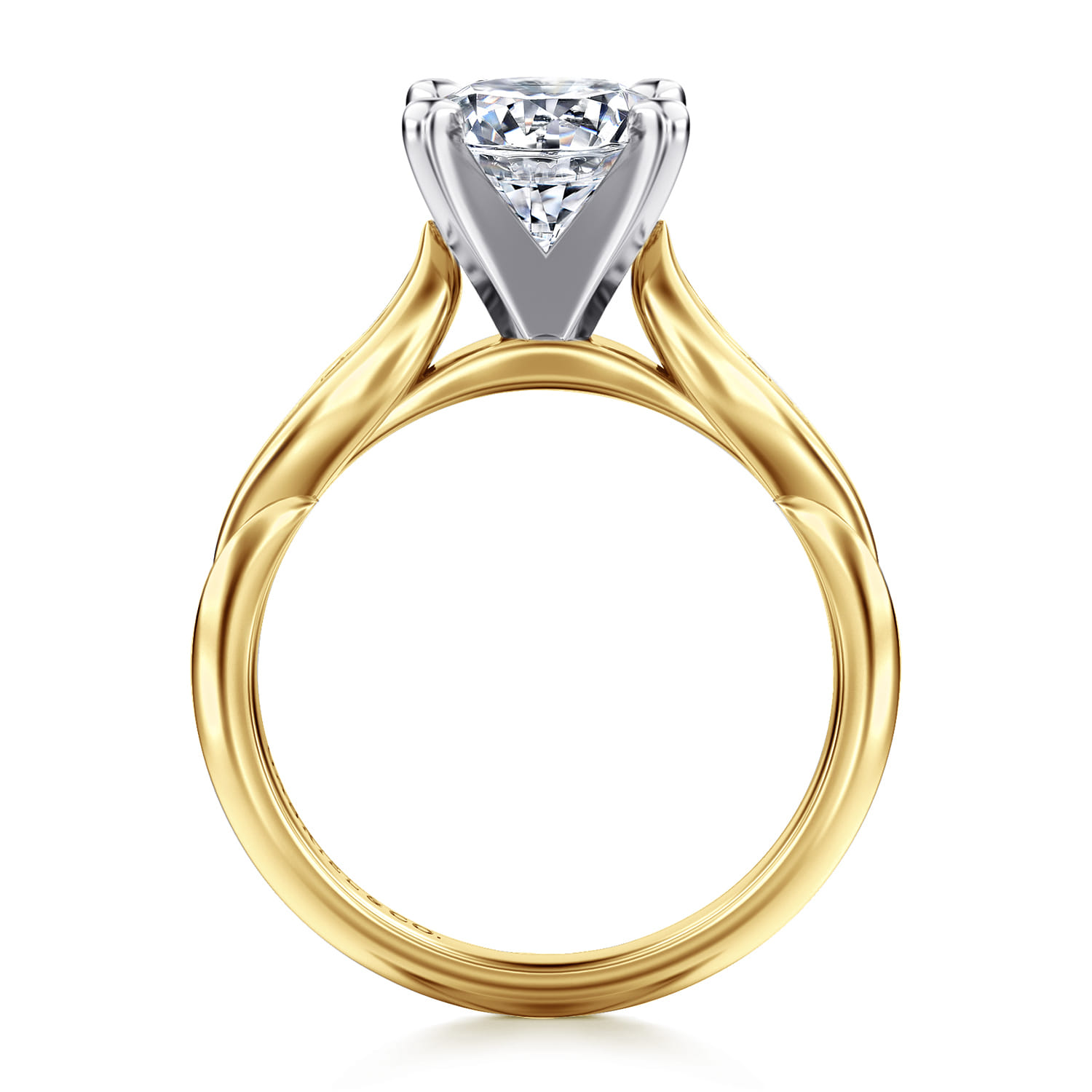 Quinn - 14K White-Yellow Gold Round Diamond Channel Set Engagement Ring - 0.1 ct - Shot 2