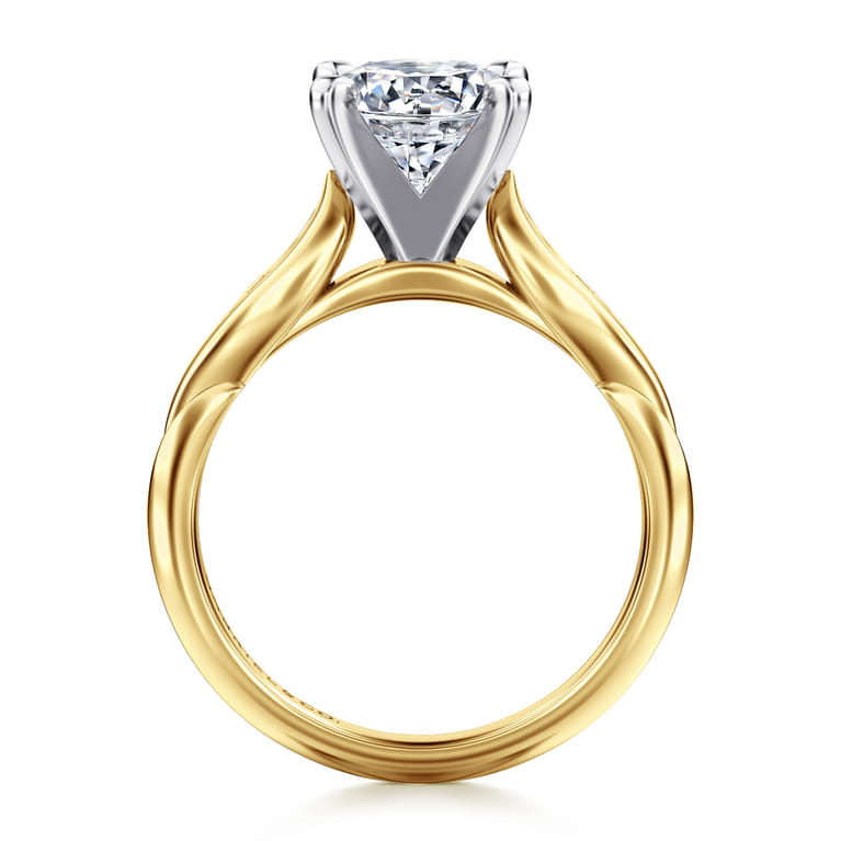 Quinn - 14K White-Yellow Gold Round Diamond Channel Set Engagement Ring - 0.1 ct - Shot 2