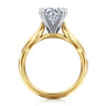 Quinn - 14K White-Yellow Gold Round Diamond Channel Set Engagement Ring - 0.1 ct