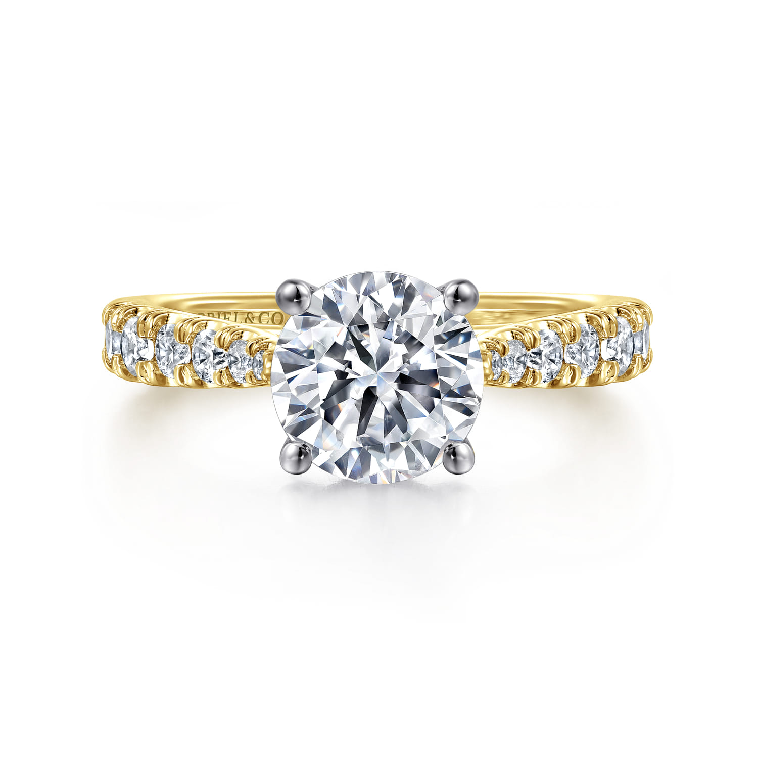 Avery - 14K White-Yellow Gold Round Diamond Engagement Ring - 0.82 ct - Shot 1