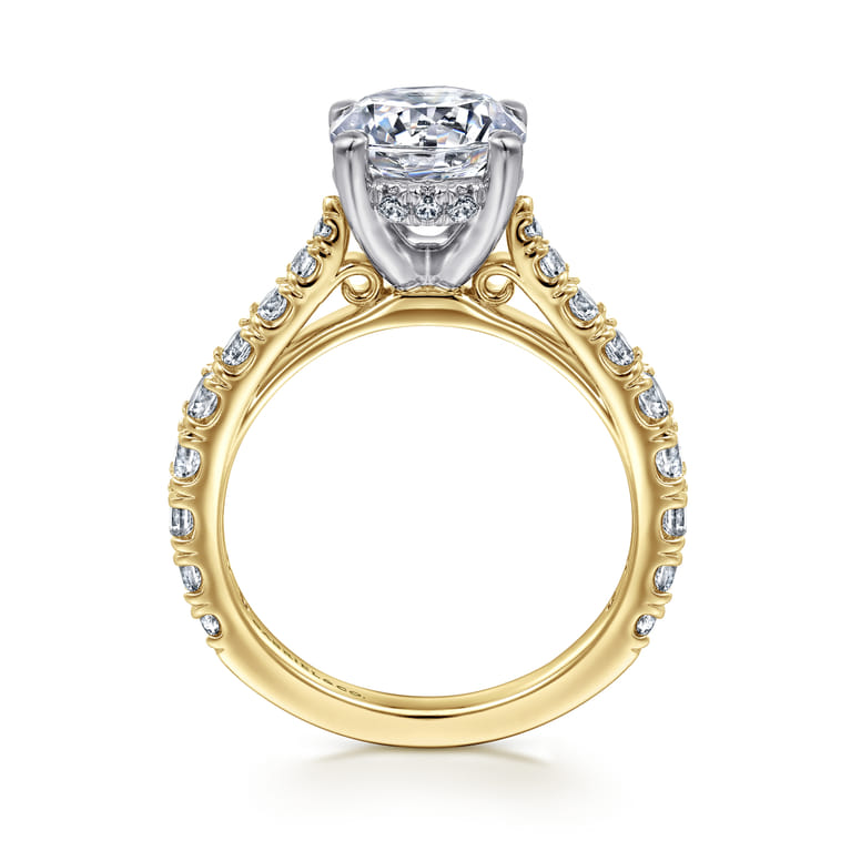 Avery - 14K White-Yellow Gold Round Diamond Engagement Ring - 0.82 ct - Shot 2