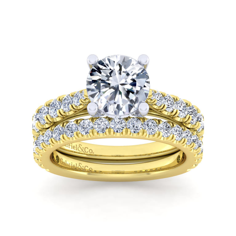 Avery - 14K White-Yellow Gold Round Diamond Engagement Ring - 0.82 ct - Shot 4