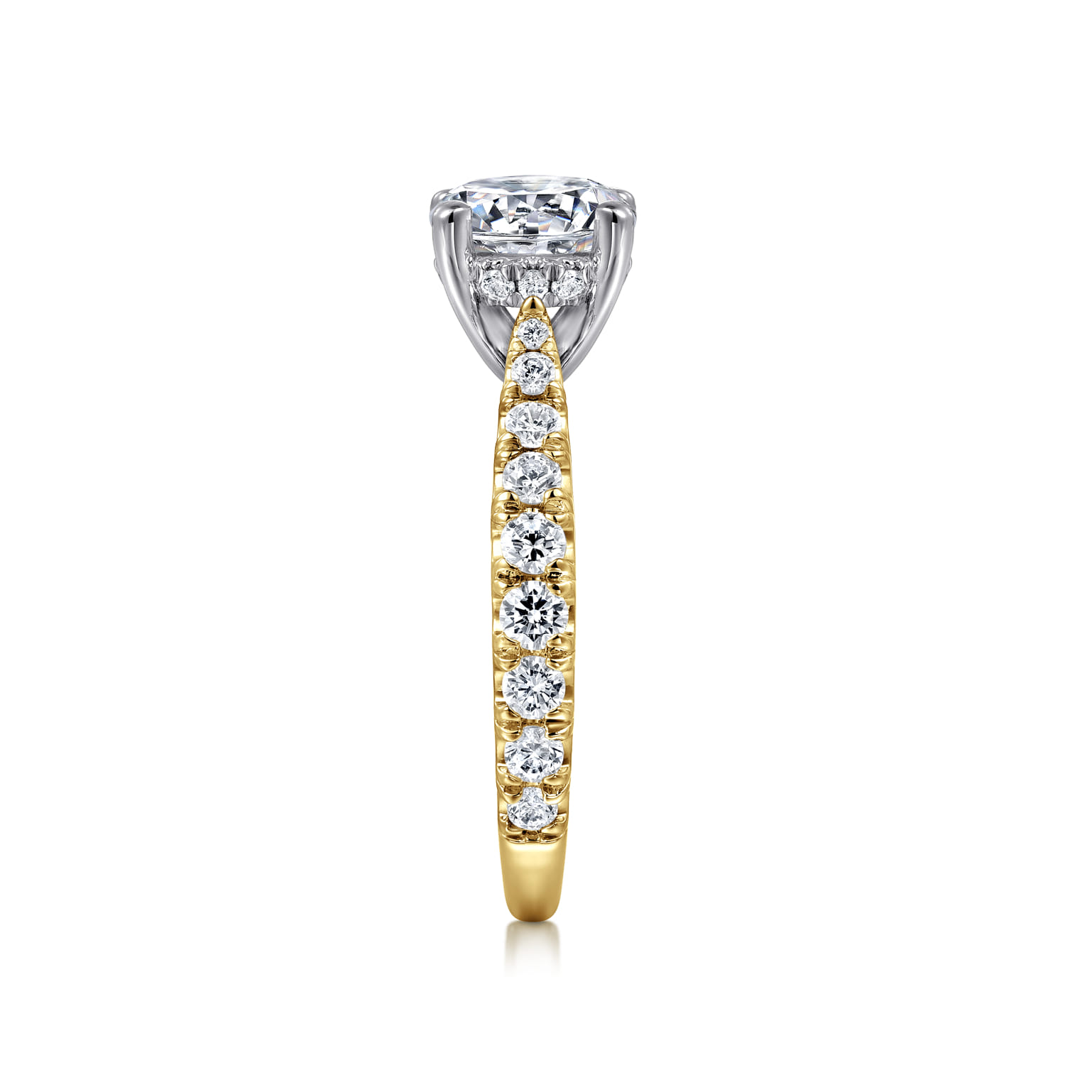 Avery - 14K White-Yellow Gold Round Diamond Engagement Ring - 0.82 ct - Shot 5