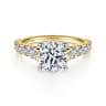 Piper - 14K White-Yellow Gold Round Diamond Engagement Ring - 0.76 ct