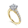Piper - 14K White-Yellow Gold Round Diamond Engagement Ring - 0.76 ct