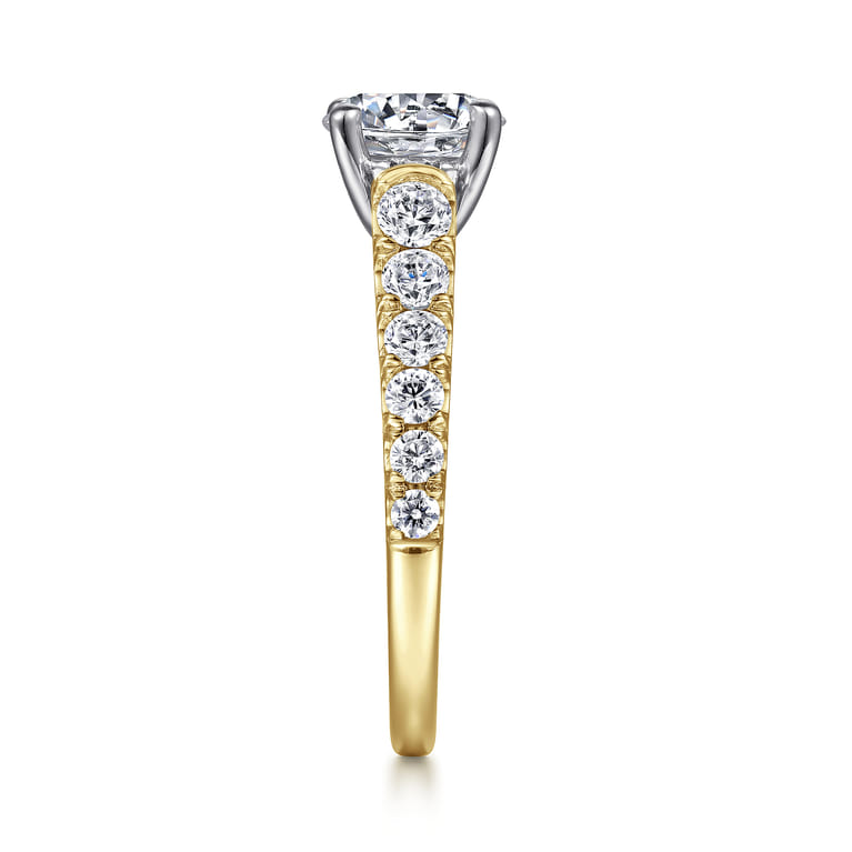 Piper - 14K White-Yellow Gold Round Diamond Engagement Ring - 0.76 ct - Shot 5
