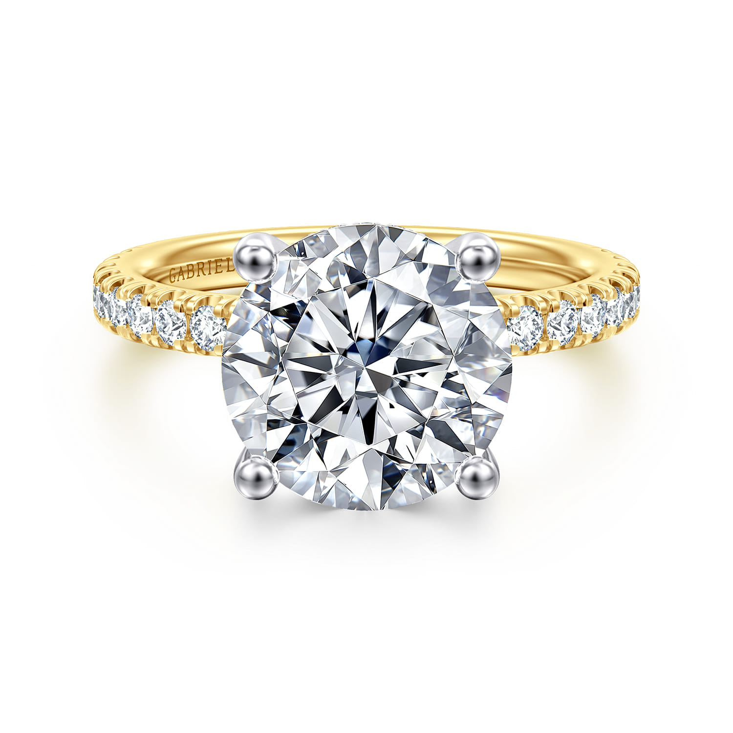 Amira - 14K White-Yellow Gold Round Diamond Engagement Ring - 0.6 ct - Shot 1