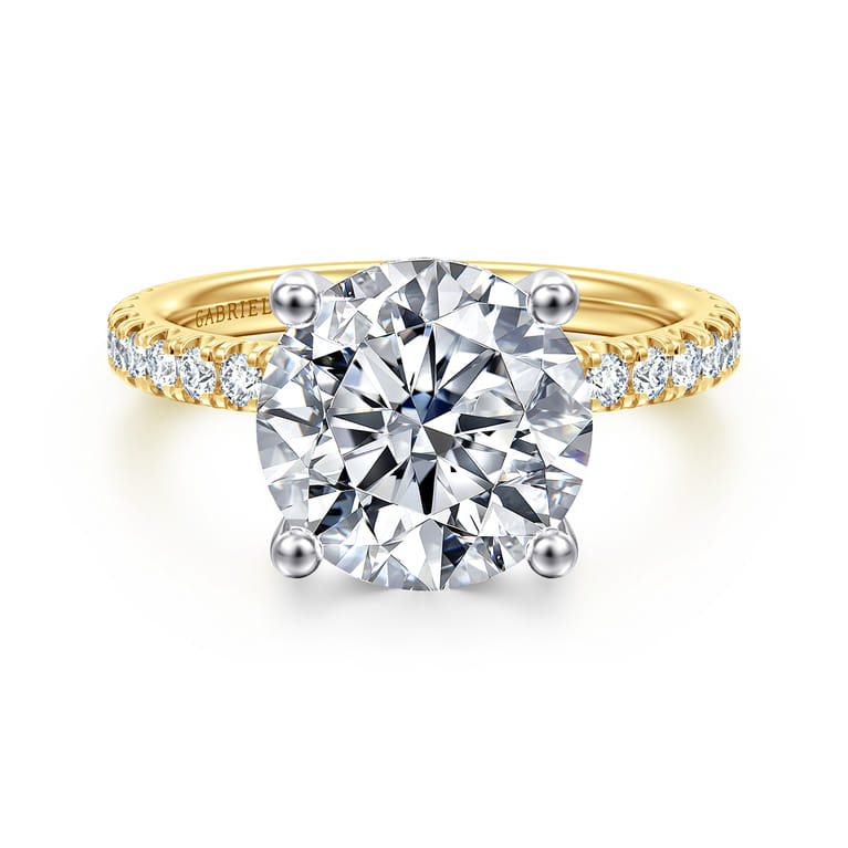 Amira - 14K White-Yellow Gold Round Diamond Engagement Ring - 0.6 ct - Shot 1