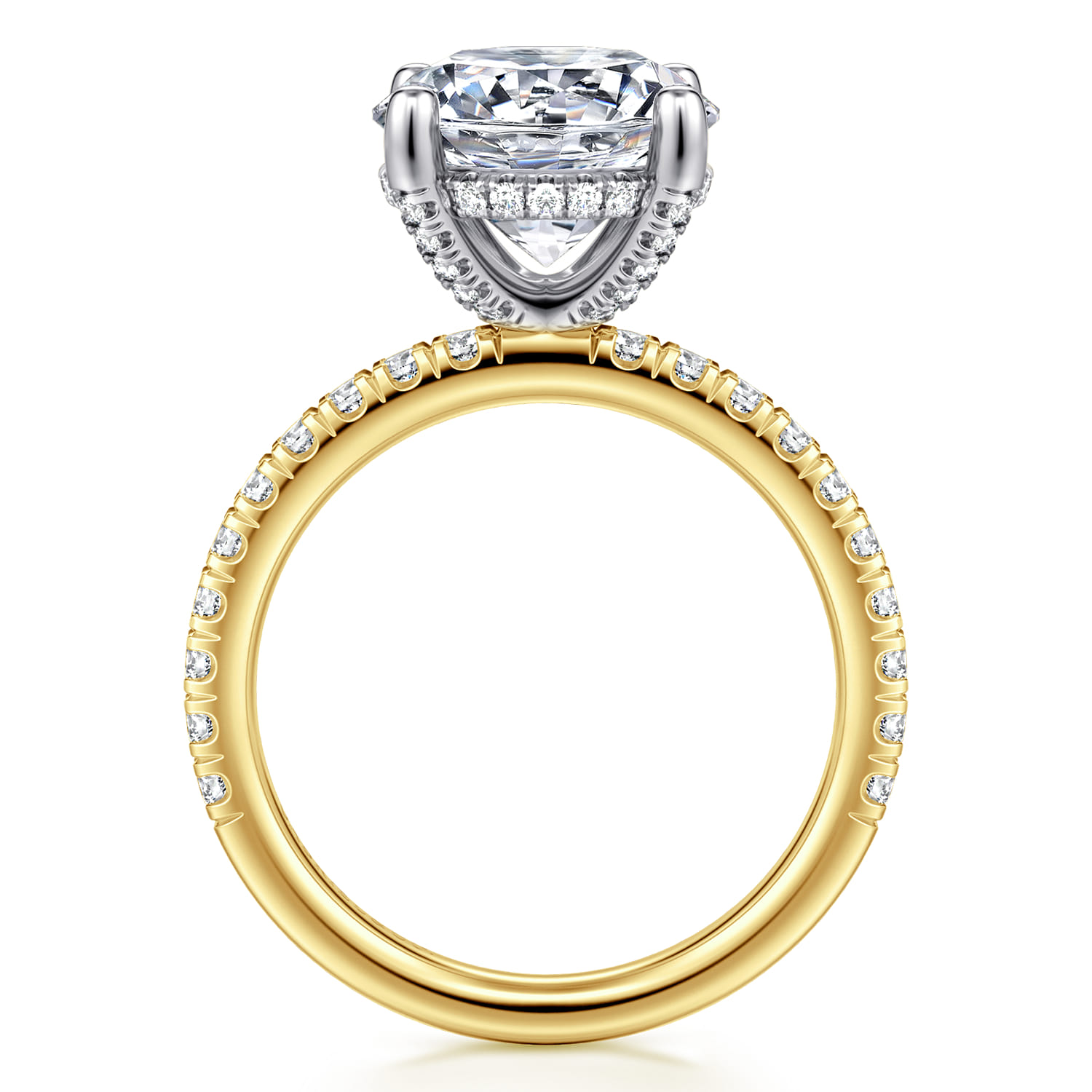 Amira - 14K White-Yellow Gold Round Diamond Engagement Ring - 0.6 ct - Shot 2