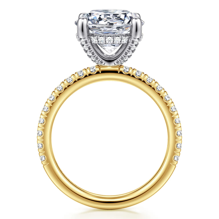 Amira - 14K White-Yellow Gold Round Diamond Engagement Ring - 0.6 ct - Shot 2