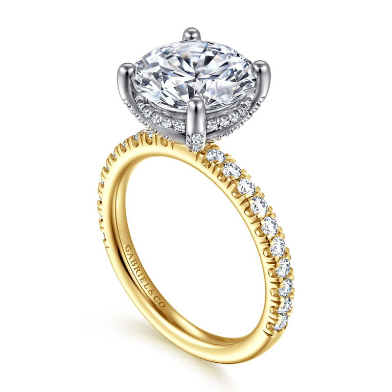 Amira - 14K White-Yellow Gold Round Diamond Engagement Ring - 0.6 ct - Shot 3