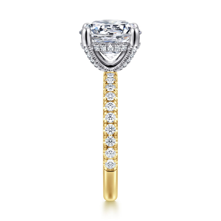 Amira - 14K White-Yellow Gold Round Diamond Engagement Ring - 0.6 ct - Shot 5