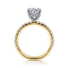 Amira - 14K White-Yellow Gold Hidden Halo Round Diamond Engagement Ring - 0.52 ct