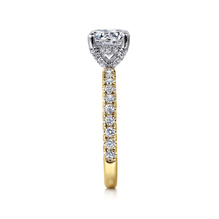 Amira - 14K White-Yellow Gold Hidden Halo Round Diamond Engagement Ring - 0.52 ct - Shot 4