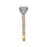 Amira - 14K White-Yellow Gold Hidden Halo Round Diamond Engagement Ring - 0.52 ct