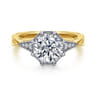 Sanna - Vintage Inspired 14K White-Yellow Gold Round Diamond Engagement Ring - 0.1 ct