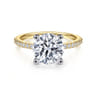 Amata - 14K White-Yellow Gold Round Diamond Engagement Ring - 0.15 ct