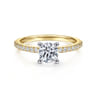 Amata - 14K White-Yellow Gold Round Diamond Engagement Ring - 0.15 ct