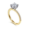 Amata - 14K White-Yellow Gold Round Diamond Engagement Ring - 0.15 ct