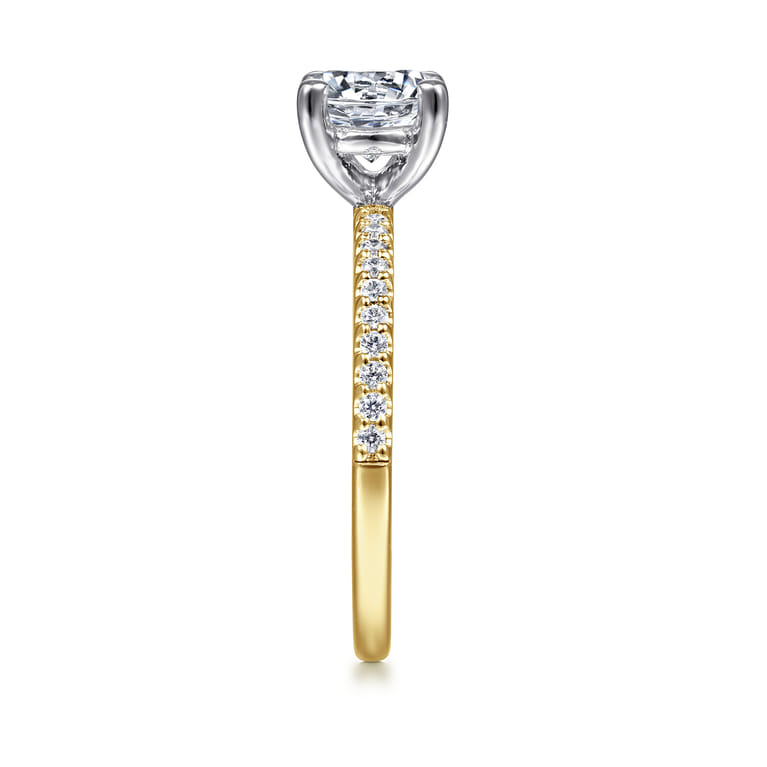 Amata - 14K White-Yellow Gold Round Diamond Engagement Ring - 0.15 ct - Shot 5