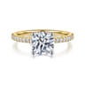 Amata - 14K White-Yellow Gold Round Diamond Engagement Ring - 0.14 ct