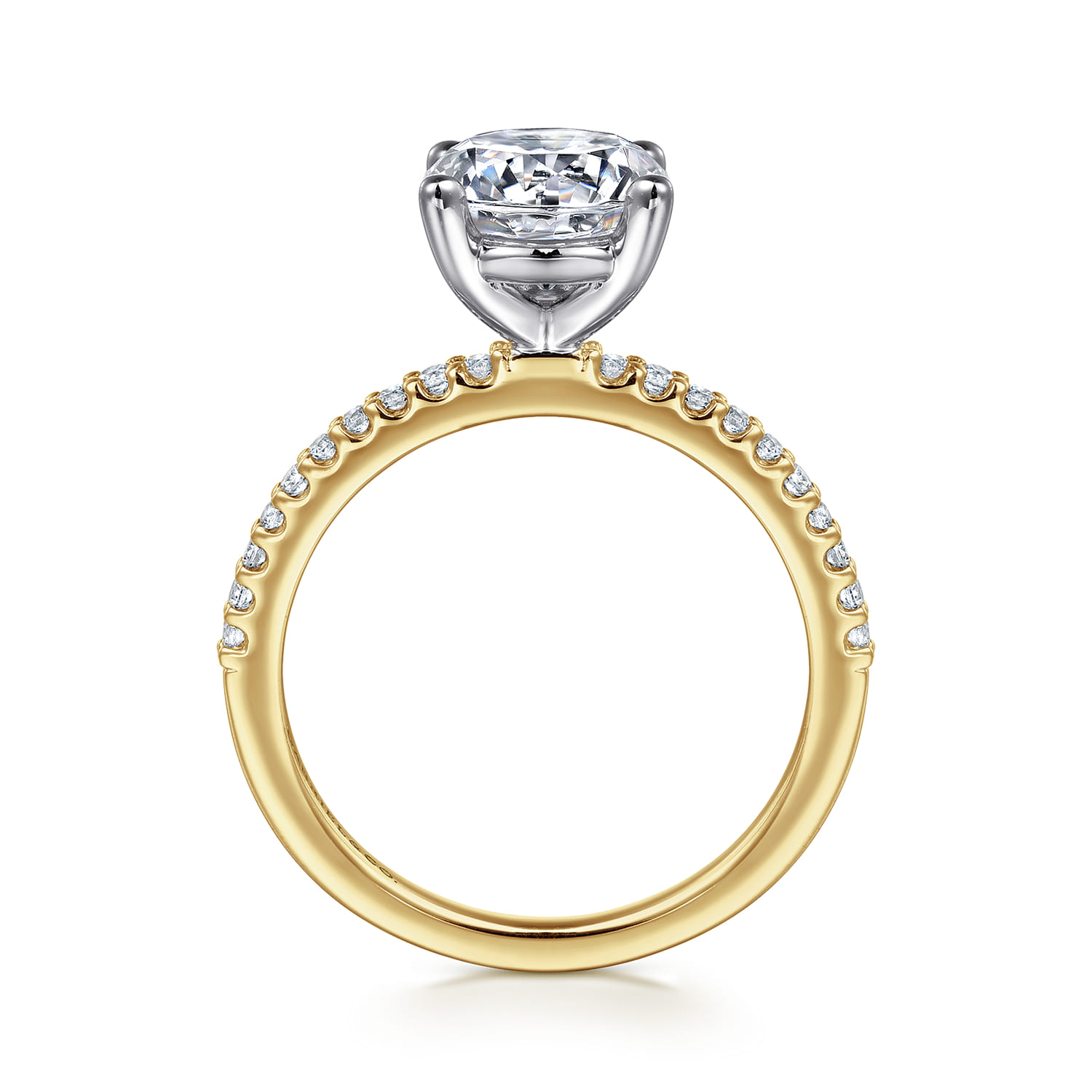 Amata - 14K White-Yellow Gold Round Diamond Engagement Ring - 0.14 ct - Shot 2
