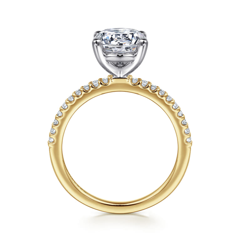 Amata - 14K White-Yellow Gold Round Diamond Engagement Ring - 0.14 ct - Shot 2