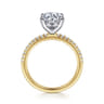 Amata - 14K White-Yellow Gold Round Diamond Engagement Ring - 0.14 ct