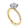Amata - 14K White-Yellow Gold Round Diamond Engagement Ring - 0.14 ct