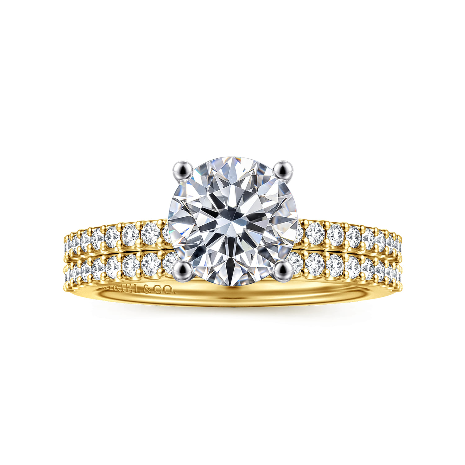 Amata - 14K White-Yellow Gold Round Diamond Engagement Ring - 0.14 ct - Shot 4