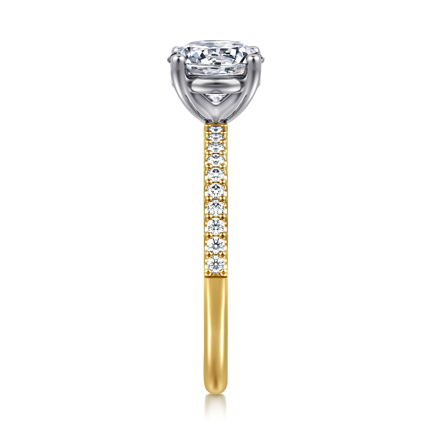 Amata - 14K White-Yellow Gold Round Diamond Engagement Ring - 0.14 ct - Shot 5