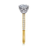 Amata - 14K White-Yellow Gold Round Diamond Engagement Ring - 0.14 ct