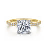 Amata - 14K White-Yellow Gold Round Diamond Engagement Ring - 0.14 ct