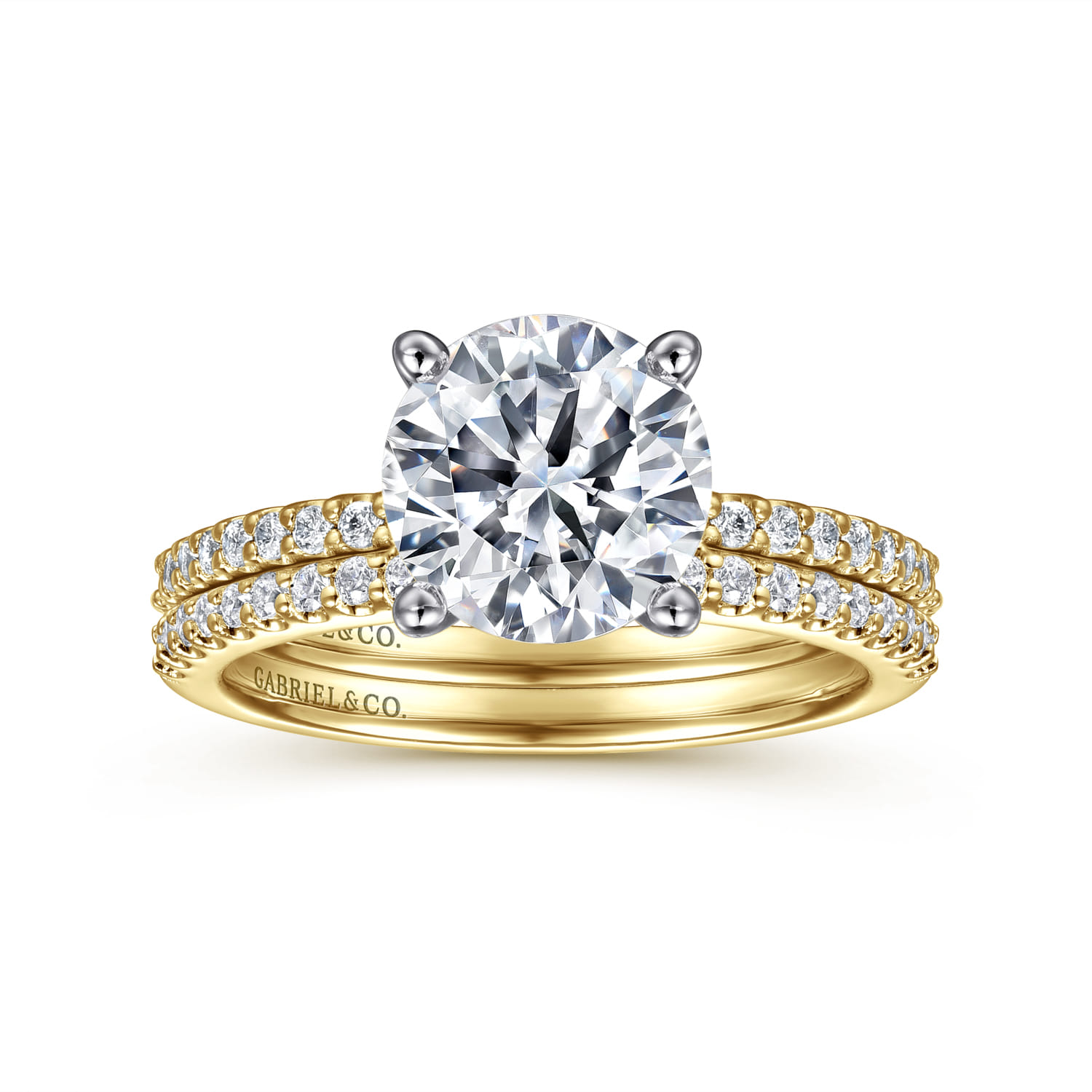 Amata - 14K White-Yellow Gold Round Diamond Engagement Ring - 0.14 ct - Shot 4