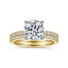 Amata - 14K White-Yellow Gold Round Diamond Engagement Ring - 0.14 ct