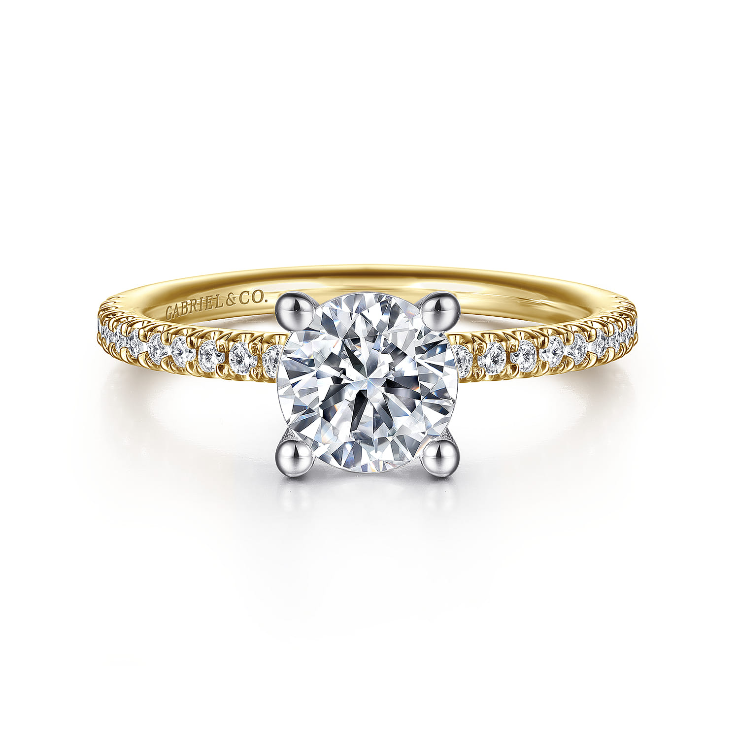Evelyn - 14K White-Yellow Gold Round Diamond Engagement Ring - 0.18 ct - Shot 1