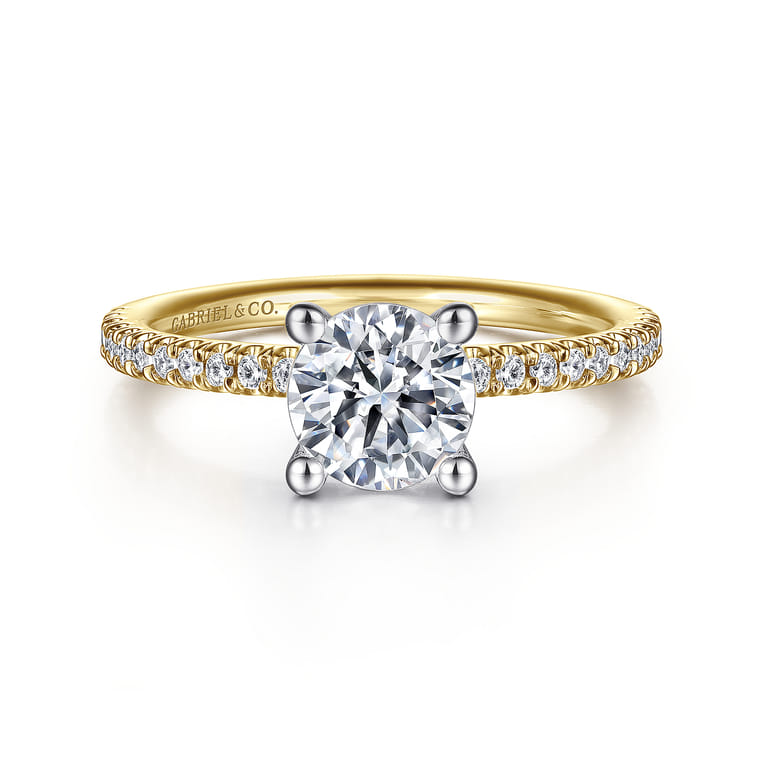 Evelyn - 14K White-Yellow Gold Round Diamond Engagement Ring - 0.18 ct - Shot 1
