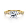 Evelyn - 14K White-Yellow Gold Round Diamond Engagement Ring - 0.18 ct