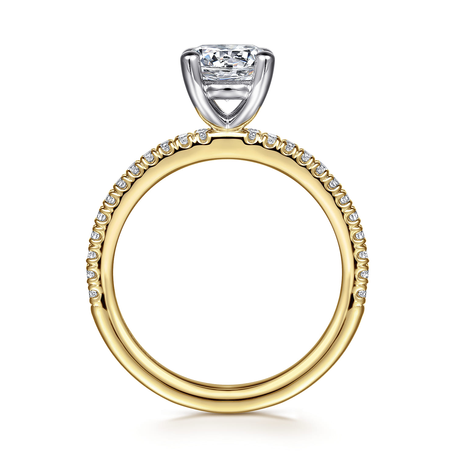 Evelyn - 14K White-Yellow Gold Round Diamond Engagement Ring - 0.18 ct - Shot 2
