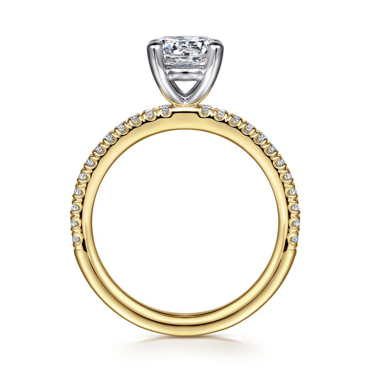 Evelyn - 14K White-Yellow Gold Round Diamond Engagement Ring - 0.18 ct - Shot 2