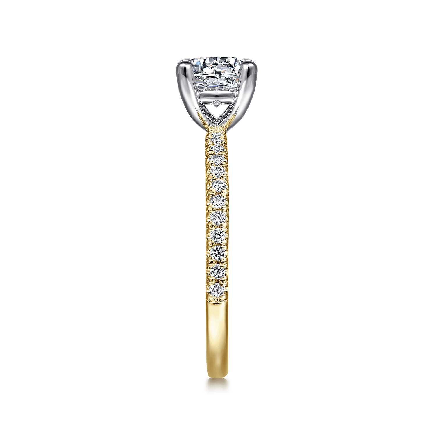 Evelyn - 14K White-Yellow Gold Round Diamond Engagement Ring - 0.18 ct - Shot 5