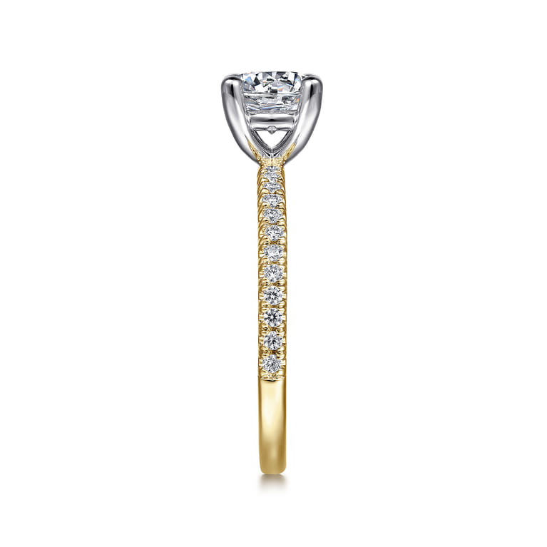 Evelyn - 14K White-Yellow Gold Round Diamond Engagement Ring - 0.18 ct - Shot 5