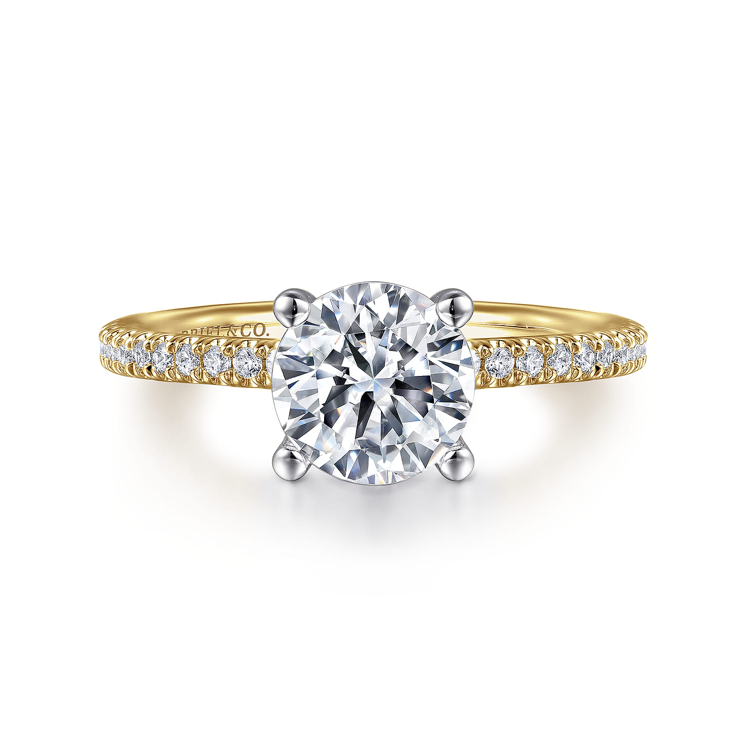 Evelyn - 14K White-Yellow Gold Round Diamond Engagement Ring - 0.18 ct - Shot 1