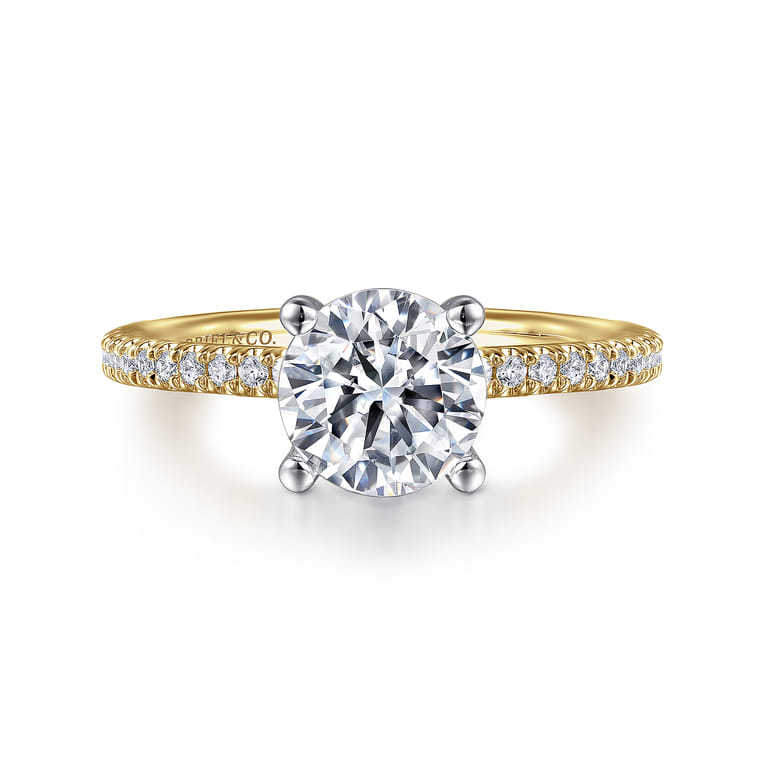Evelyn - 14K White-Yellow Gold Round Diamond Engagement Ring - 0.18 ct - Shot 1