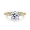 Evelyn - 14K White-Yellow Gold Round Diamond Engagement Ring - 0.18 ct