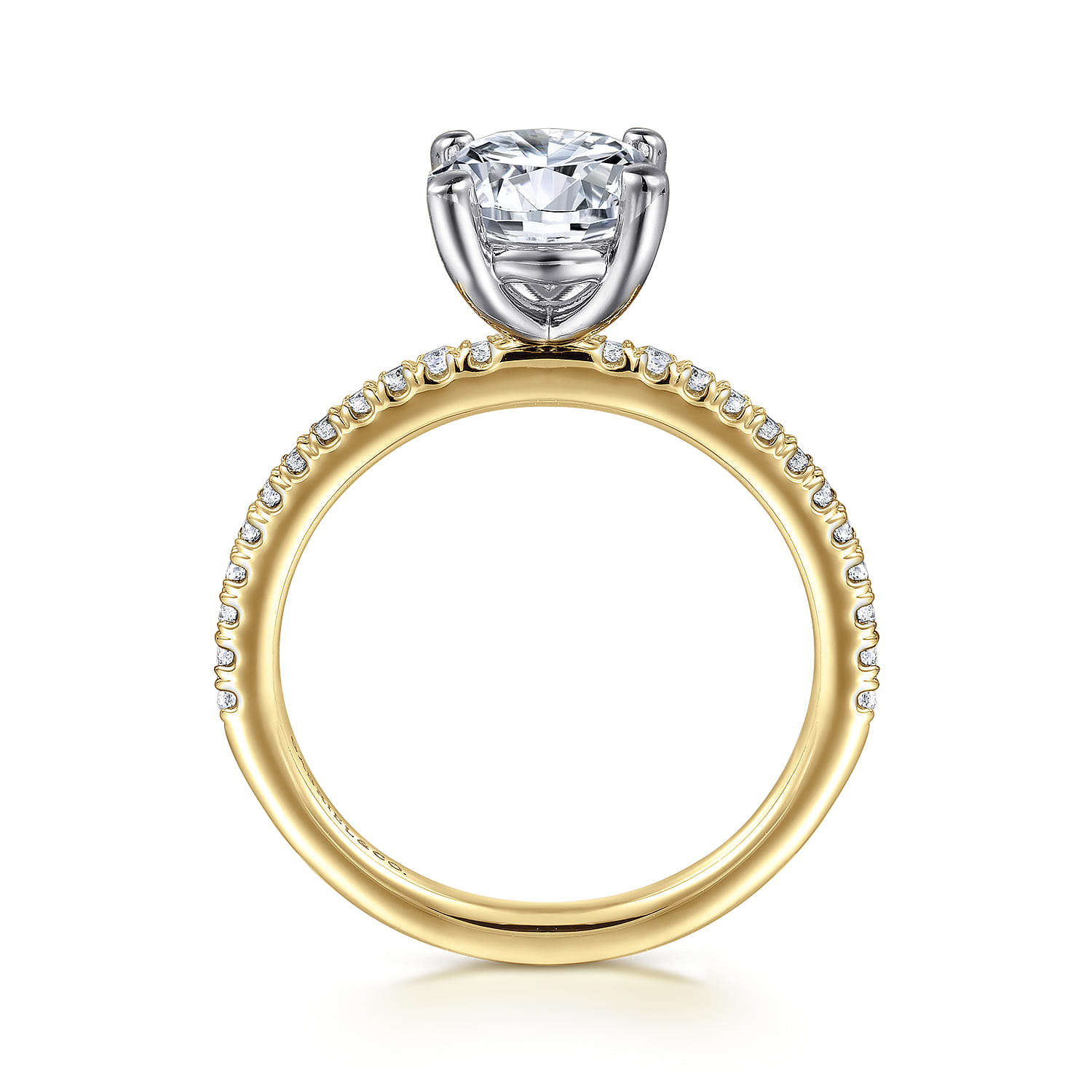 Evelyn - 14K White-Yellow Gold Round Diamond Engagement Ring - 0.18 ct - Shot 2
